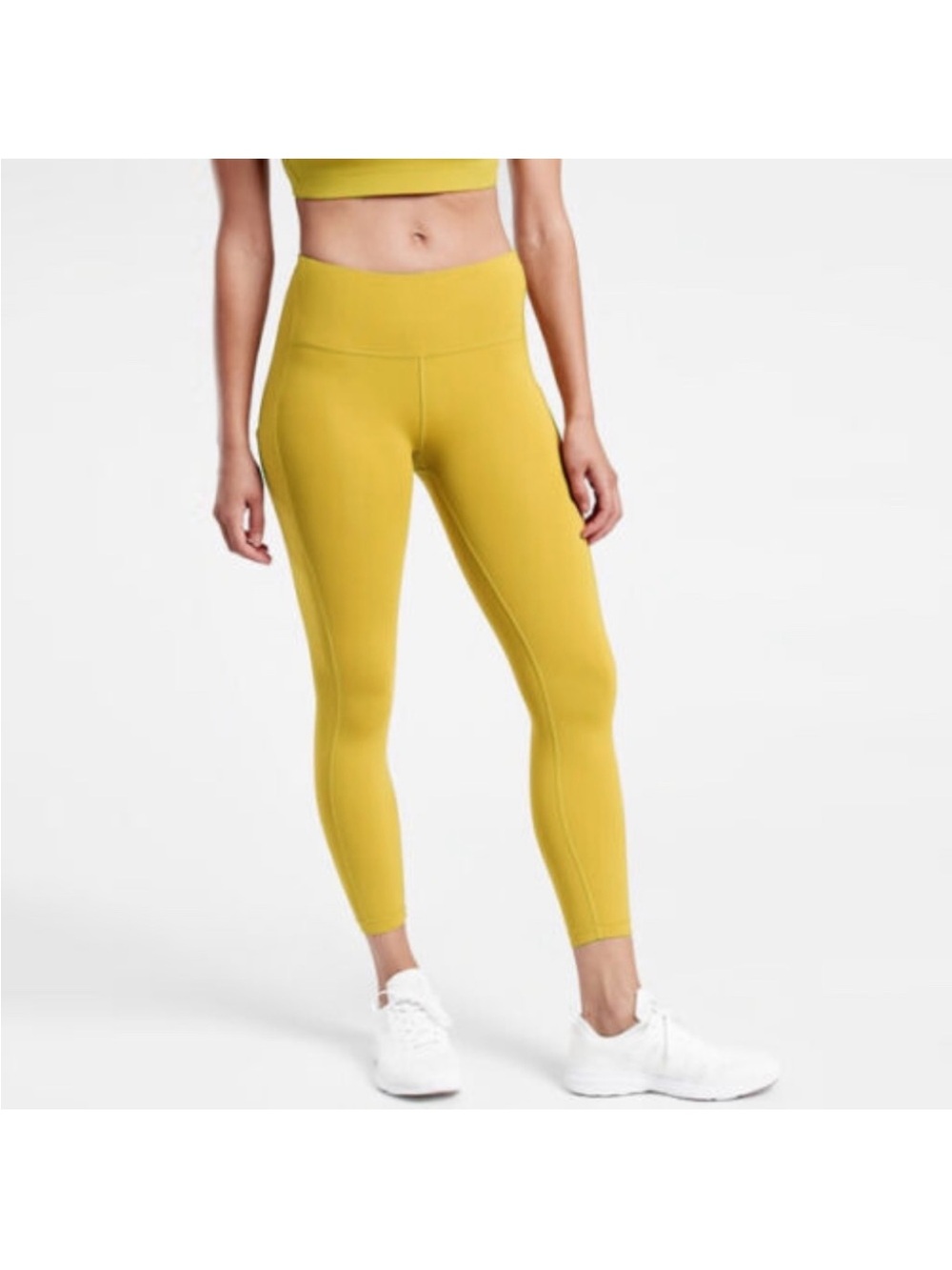 Athleta Ultimate Stash Pocket Tight 7/8 Yellow Gold 531262 Size Large